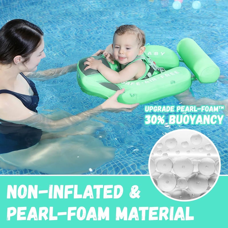 GENTEACO Mambobaby Baby Swim Float with Canopy Non-Inflatable Infant Pool Float with Tail 3-24 Months Avoid Flip Solid Skin-Friendly Material for Toddler Boys Girls - Image 2